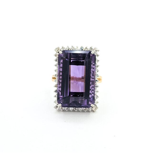 Ring 1.35ctw Round Diamonds 12.5ct Purple Amethyst 14tt 1.05x.75" Sz9 18.01g 225090034