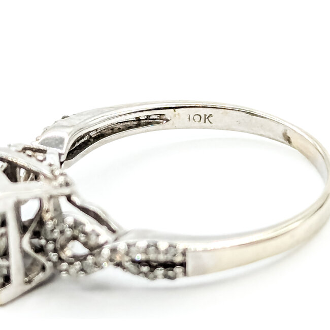 Ring Illusion 1.00ctw Princess & Round Diamonds 10kw 8x8mm Sz8.5 3.32g 125100001