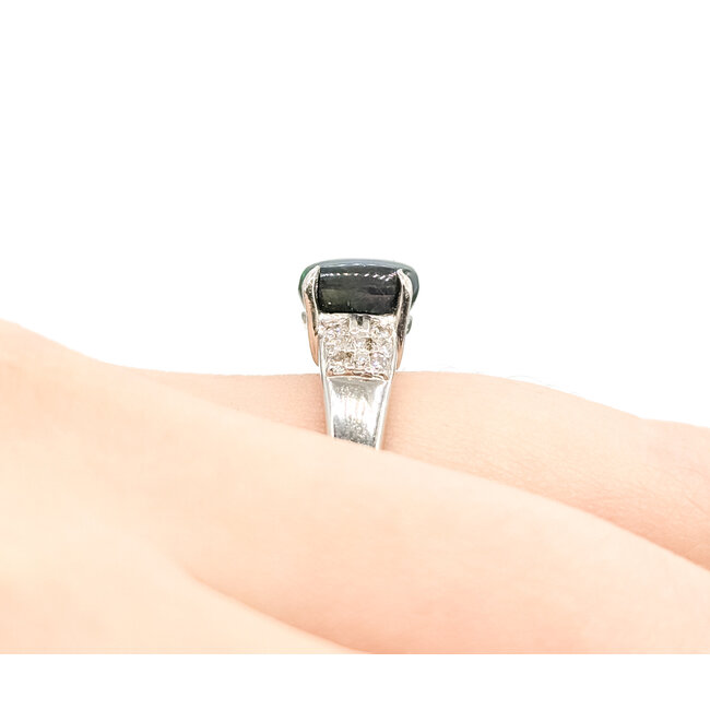 Ring .21ctw Round Diamonds 1.36ct Australian Lightning Ridge Opal 900pt 4mm Sz5.75 5.33g 125090019