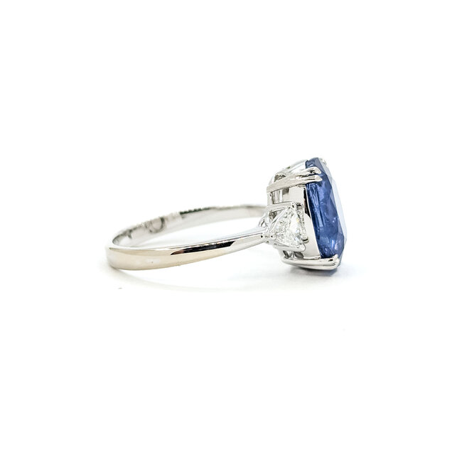 Ring 3-Stone .30ctw Trillion Diamonds 2.52ct Blue Sapphire 18kw 2.2mm Sz6.5 4.10g 125090010