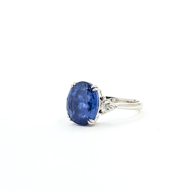 Ring 3-Stone .30ctw Trillion Diamonds 2.52ct Blue Sapphire 18kw 2.2mm Sz6.5 4.10g 125090010