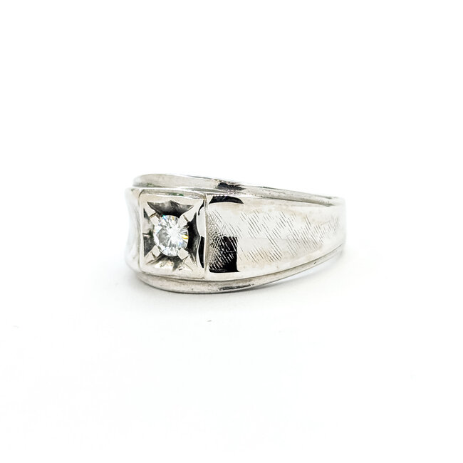 Ring 1970's .25ct Round Diamond 14kw Sz9 6.52g 225090017