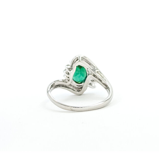 Ring By-pass .22ctw Round & Marquise Diamonds 2.5ct Green Tourmaline 900pt 15mm Sz8.5 7.21g 125090015