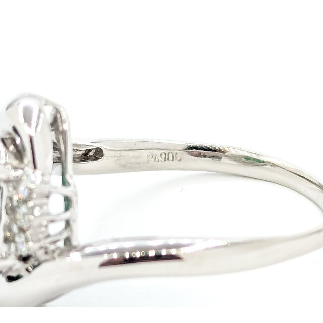 Ring By-pass .22ctw Round & Marquise Diamonds 2.5ct Green Tourmaline 900pt 15mm Sz8.5 7.21g 125090015