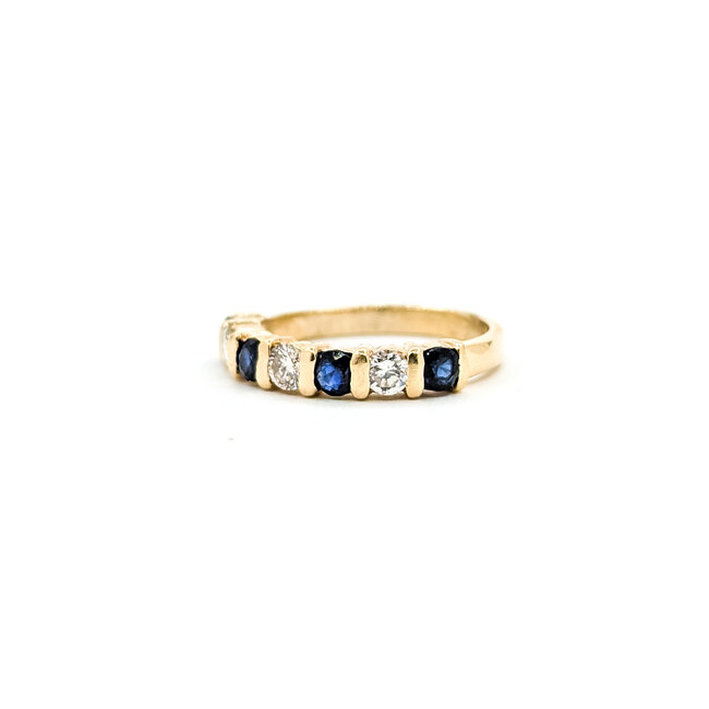 Ring Bridal .30ctw Round Diamonds .40ctw Blue Sapphire 14ky 2.23g Sz4 125100024