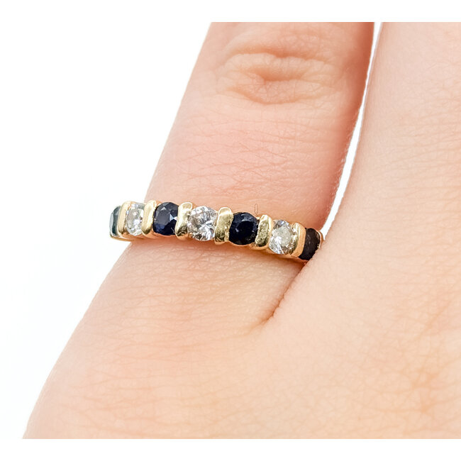 Ring Bridal .30ctw Round Diamonds .40ctw Blue Sapphire 14ky 2.23g Sz4 125100024