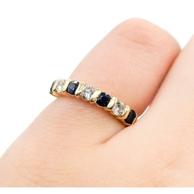 Ring Bridal .30ctw Round Diamonds .40ctw Blue Sapphire 14ky 2.23g Sz4 125100024