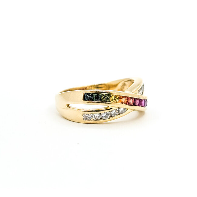 Ring Rainbow .40ctw Round Diamonds .52ctw Rainbow Sapphires 14ky 8mm Sz9.25 5.82g 125100009