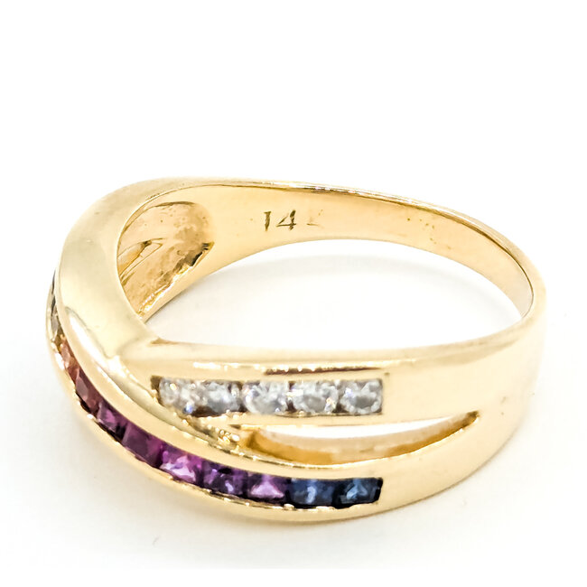 Ring Rainbow .40ctw Round Diamonds .52ctw Rainbow Sapphires 14ky 8mm Sz9.25 5.82g 125100009