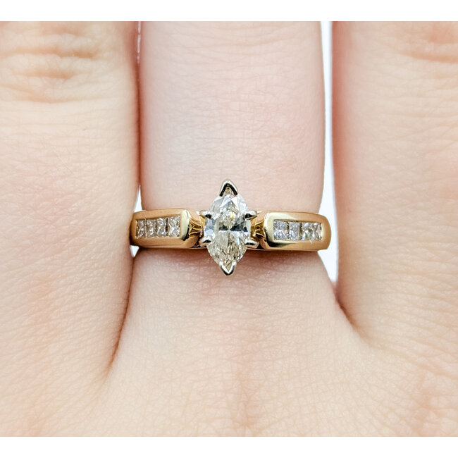 Ring .90ctw Marquise & Princess Diamonds 14ky 3.6mm Sz6.5 3.93g 225100006