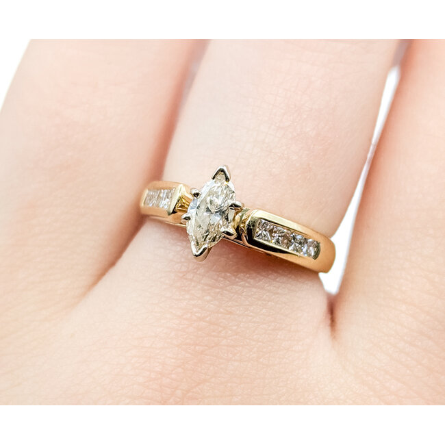 Ring .90ctw Marquise & Princess Diamonds 14ky 3.6mm Sz6.5 3.93g 225100006