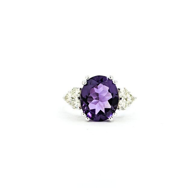 Ring .50ctw Round Diamonds 1.75ct Purple Amethyst 14kw 3mm Sz7 5.57g 225090035