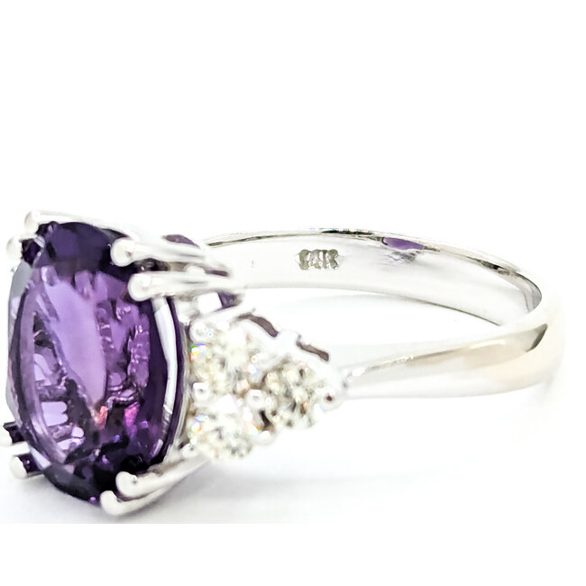 Ring .50ctw Round Diamonds 1.75ct Purple Amethyst 14kw 3mm Sz7 5.57g 225090035