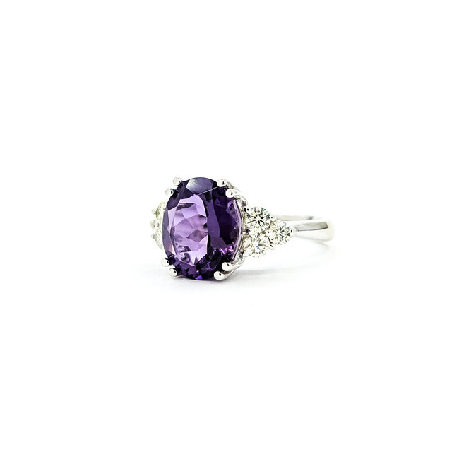 Ring .50ctw Round Diamonds 1.75ct Purple Amethyst 14kw 3mm Sz7 5.57g 225090035
