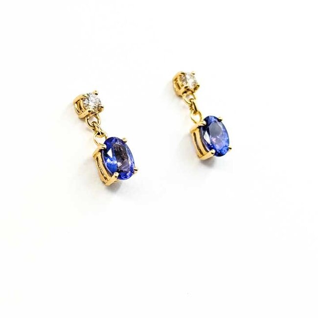 Earrings Dangle .30ctw Round Diamonds 2.00ctw Purple Tanzanite 18ky .6x.2" 2.93g 125090020