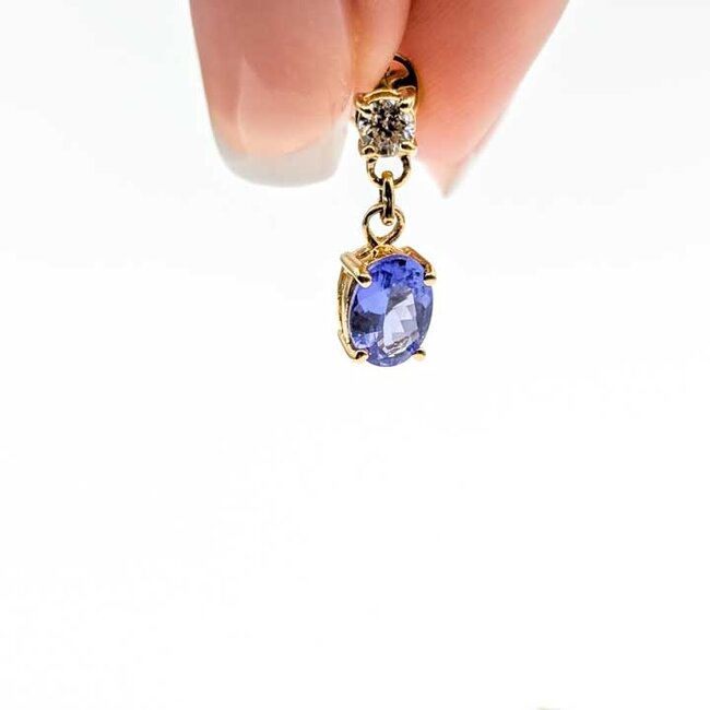 Earrings Dangle .30ctw Round Diamonds 2.00ctw Purple Tanzanite 18ky .6x.2" 2.93g 125090020