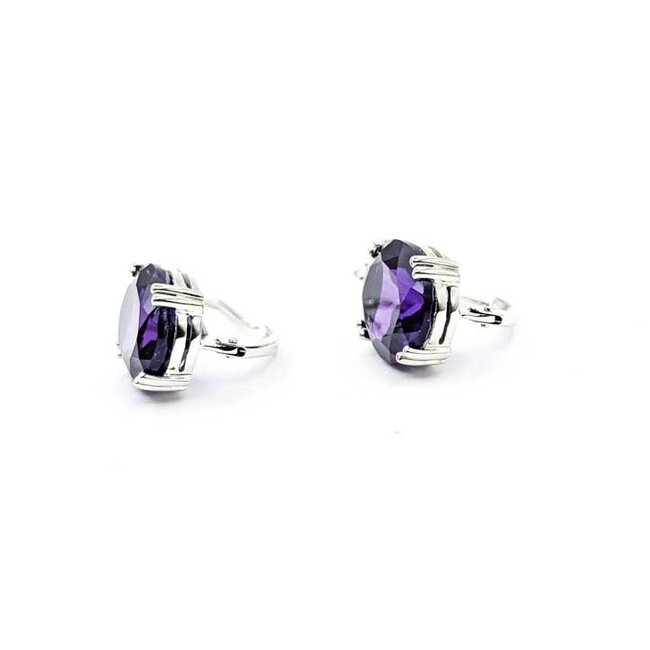 Earrings .40ctw Round Diamonds 3.50ctw Purple Amethyst 14kw .9x.4" 5.15g 225090036