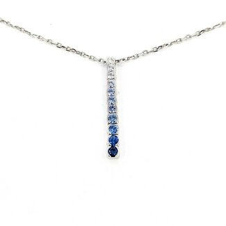 Pendant LeVian .02ct Round Diamond .25ctw Blue & White Gradient Sapphires 14kw 1x.1" 16-18" 3.06g 125100011
