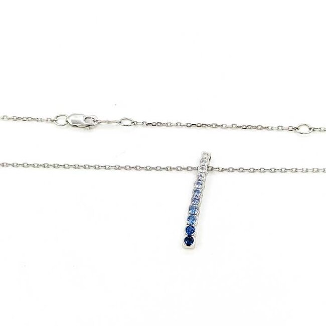 Pendant LeVian .02ct Round Diamond .25ctw Blue & White Gradient Sapphires 14kw 1x.1" 16-18" 3.06g 125100011