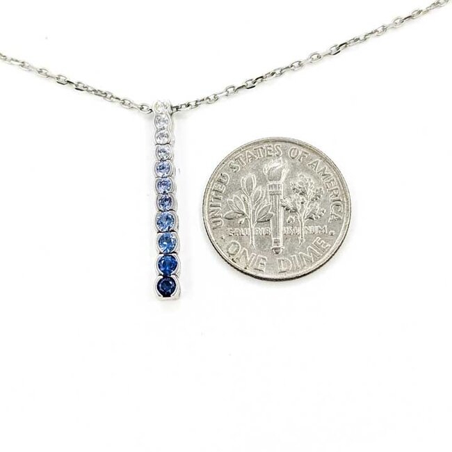 Pendant LeVian .02ct Round Diamond .25ctw Blue & White Gradient Sapphires 14kw 1x.1" 16-18" 3.06g 125100011
