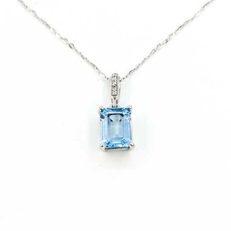 Pendant Accented .04ctw Round Diamonds 3ct Sky Blue Topaz 14kw .75x.3" 16-22" Adjustable 3.63g 125100013