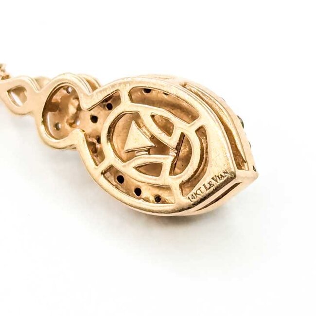 Pendant Levian .25ctw Round Diamonds .60ct Opal 14kr .75x.3" 20" 3.16g 125090025