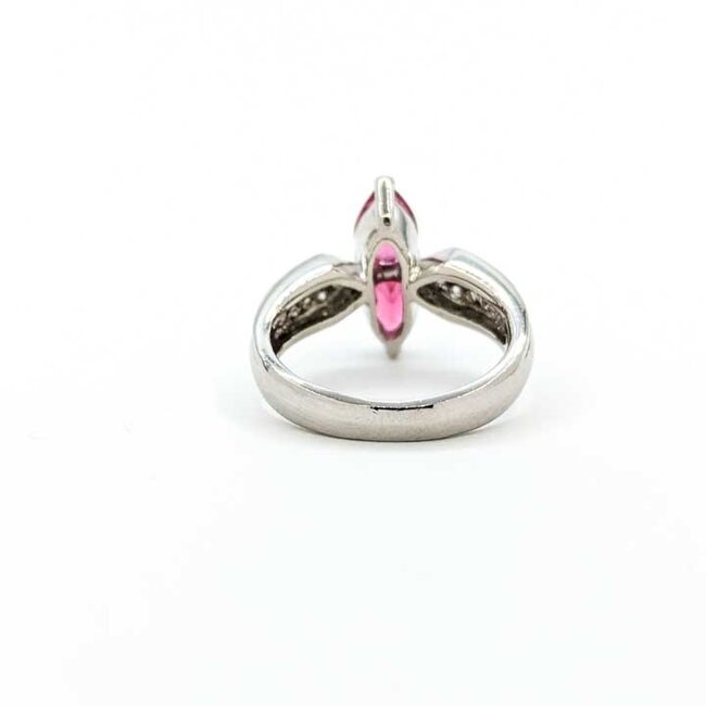 Ring Toi et Moi .73ctw Round Diamonds 1.23ctw Pink Tourmaline 900pt 15mm 7.89g 125090024