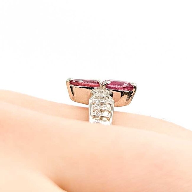 Ring Toi et Moi .73ctw Round Diamonds 1.23ctw Pink Tourmaline 900pt 15mm 7.89g 125090024