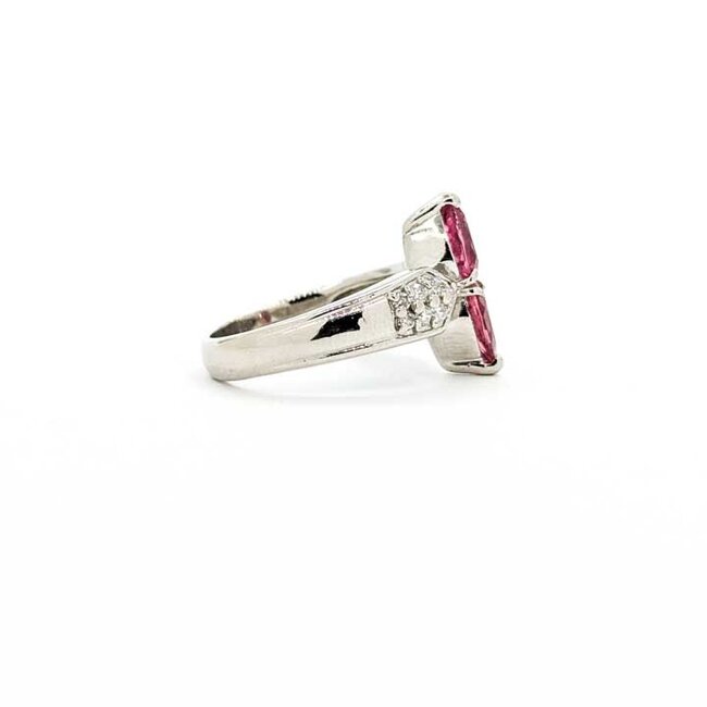 Ring Toi et Moi .73ctw Round Diamonds 1.23ctw Pink Tourmaline 900pt 15mm 7.89g 125090024