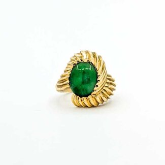 Ring Fluted Bezel 5.16ct Jade 18ky sz6.5 14.7g 225100002
