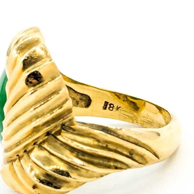 Ring Fluted Bezel 5.16ct Jade 18ky sz6.5 14.7g 225100002