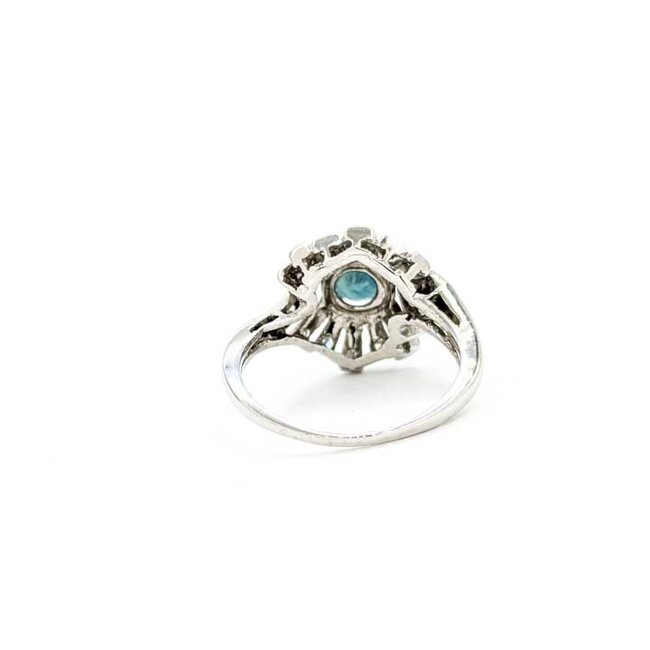 Ring Cocktail .20ctw Round Diamonds .85ct Teal Sapphire 14kw 14x14mm Sz5.5 3.62g 125090029