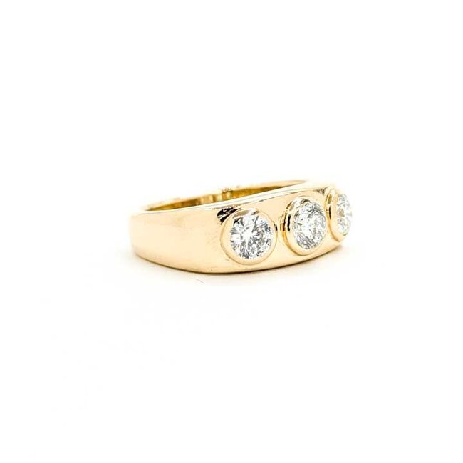 Ring 3-Stone 1.00ctw Round Diamonds 14ky 7.4mm Sz7.25 6.05g 125090012