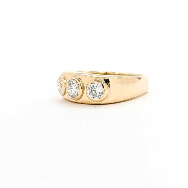 Ring 3-Stone 1.00ctw Round Diamonds 14ky 7.4mm Sz7.25 6.05g 125090012