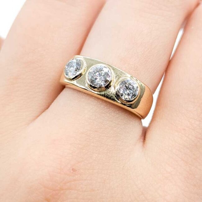 Ring 3-Stone 1.00ctw Round Diamonds 14ky 7.4mm Sz7.25 6.05g 125090012