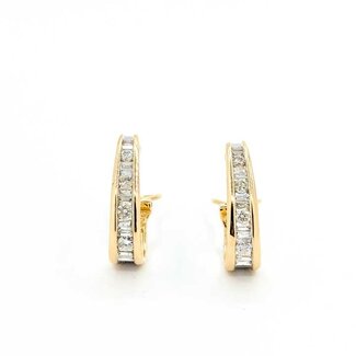 Earrings Omega Back 1.00ctw Round/Baguette Diamonds 14ky 21x6mm 5.5g 225090026