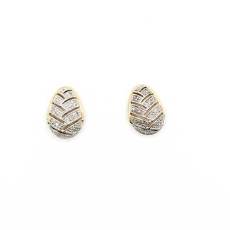 Earrings Tear Drop Milgrain 0.12ctw Round Diamonds 14ky .55x.45 2.59g 225100106