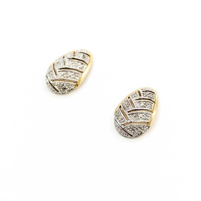 Earrings Tear Drop Milgrain 0.12ctw Round Diamonds 14ky .55x.45 2.59g 225100106