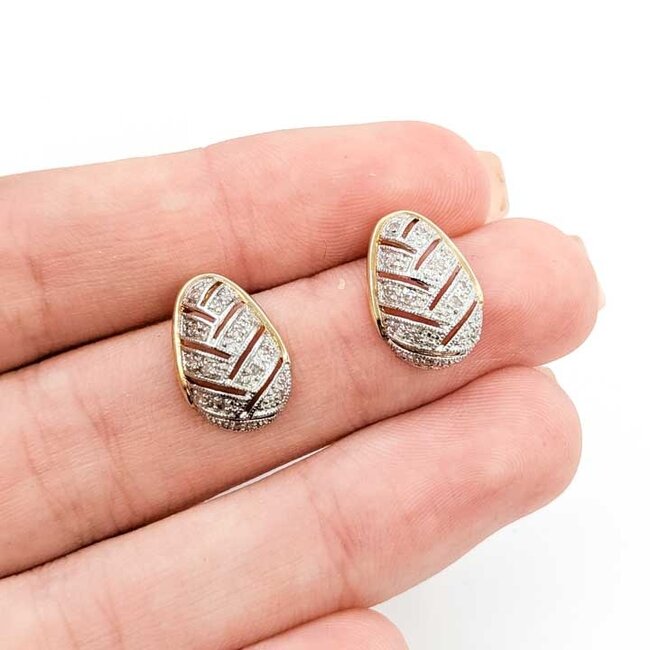 Earrings Tear Drop Milgrain 0.12ctw Round Diamonds 14ky .55x.45 2.59g 225100106