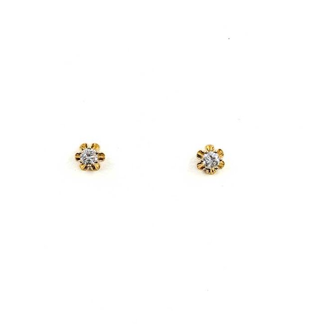 Earrings Stud Buttercup .20ctw Round Diamonds 14ky 5mm .84g 125090002