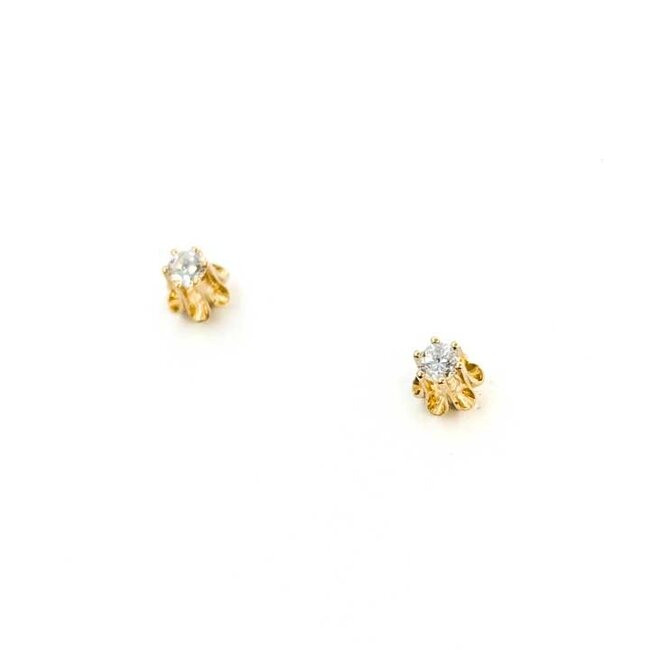 Earrings Stud Buttercup .20ctw Round Diamonds 14ky 5mm .84g 125090002