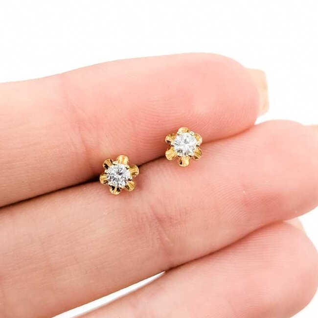 Earrings Stud Buttercup .20ctw Round Diamonds 14ky 5mm .84g 125090002