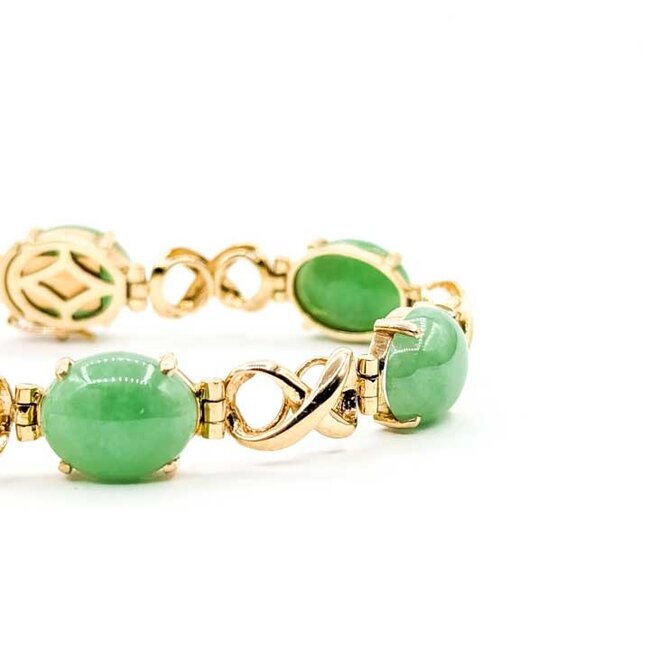 Bracelet Infinity 26.04ctw Jade 14ky 18.03g 225100003