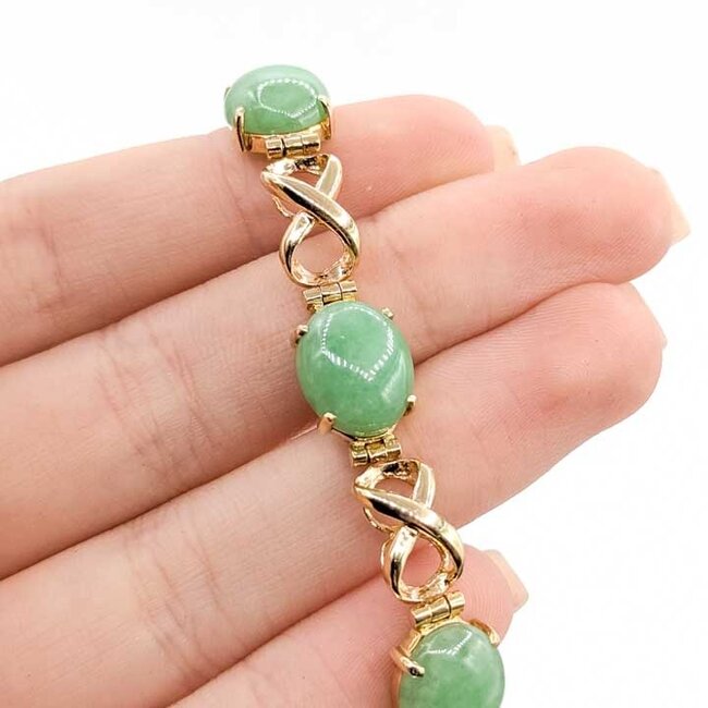 Bracelet Infinity 26.04ctw Jade 14ky 18.03g 225100003