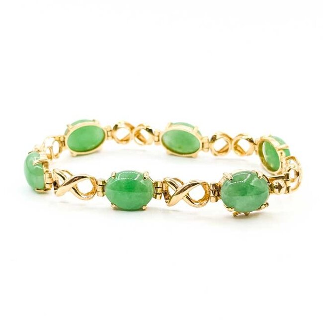 Bracelet Infinity 26.04ctw Jade 14ky 18.03g 225100003