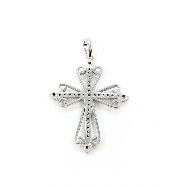 Pendant Millgrain Cross .60ctw Round Diamonds 14kw 1.45x1" 3.48g 125100010