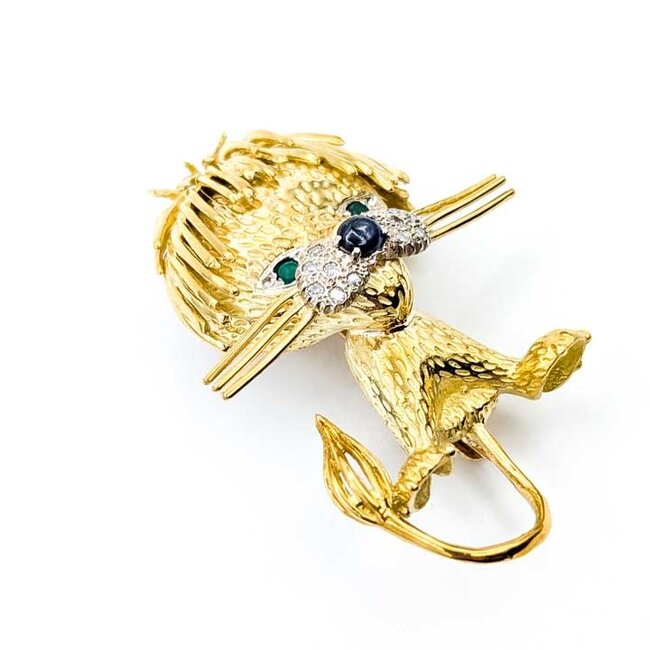 Pendant Lion .16ctw Round Diamonds .30ct Blue Sapphire .08ctw Emerald 18ky 1.8x1.3" 18g 125100008