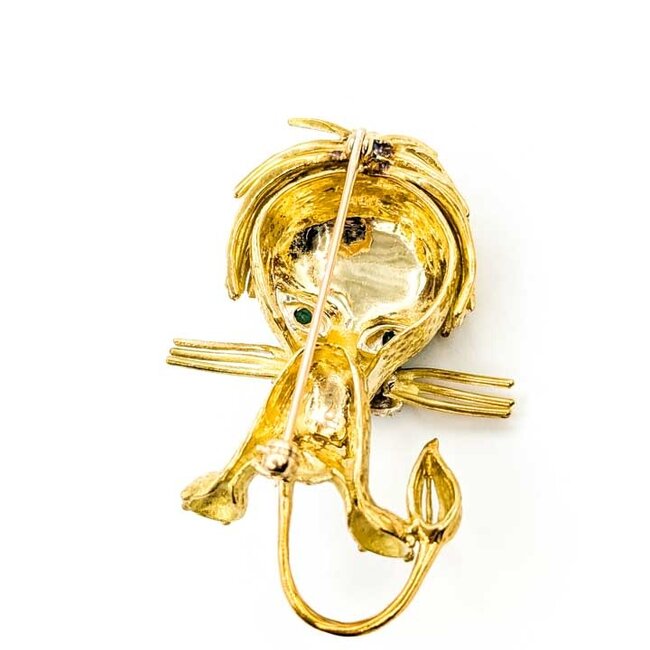 Pendant Lion .16ctw Round Diamonds .30ct Blue Sapphire .08ctw Emerald 18ky 1.8x1.3" 18g 125100008