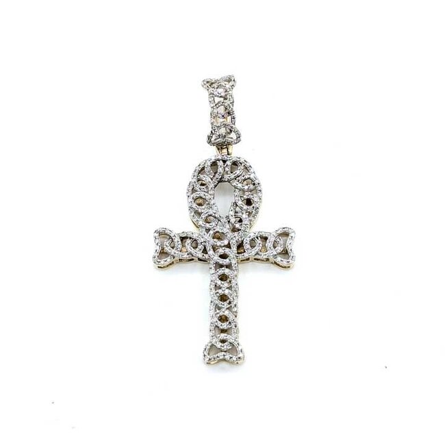Pendant Ankh 1.09ctw Round Diamonds 10ky 1.8x.9" 4.52g 125090023