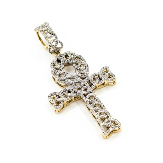 Pendant Ankh 1.09ctw Round Diamonds 10ky 1.8x.9" 4.52g 125090023